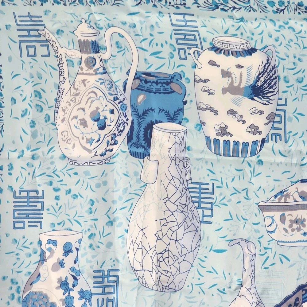 Blue and White Print Scarf